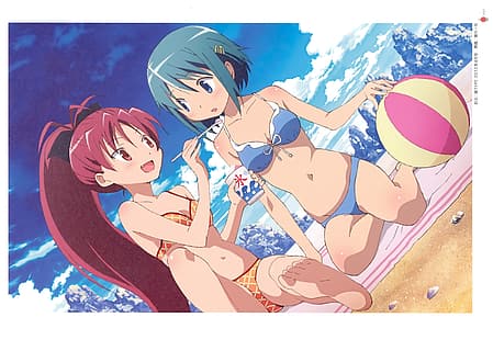 Mahou Shoujo Madoka Magica, Miki Sayaka, Sakura Kyoko, Sakura Kyouko, Wallpaper HD HD wallpaper