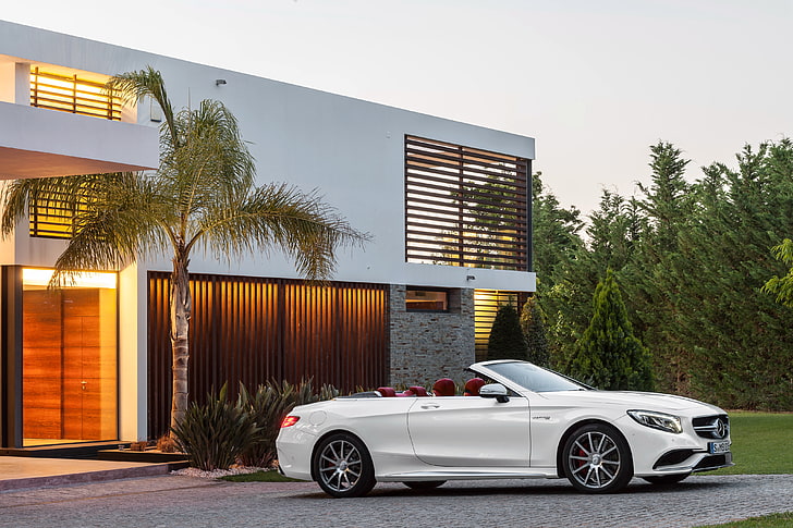 house, Palma, Mercedes-Benz, white, convertible, Mercedes, AMG, S 63, S-Class, 2015, A217, HD wallpaper