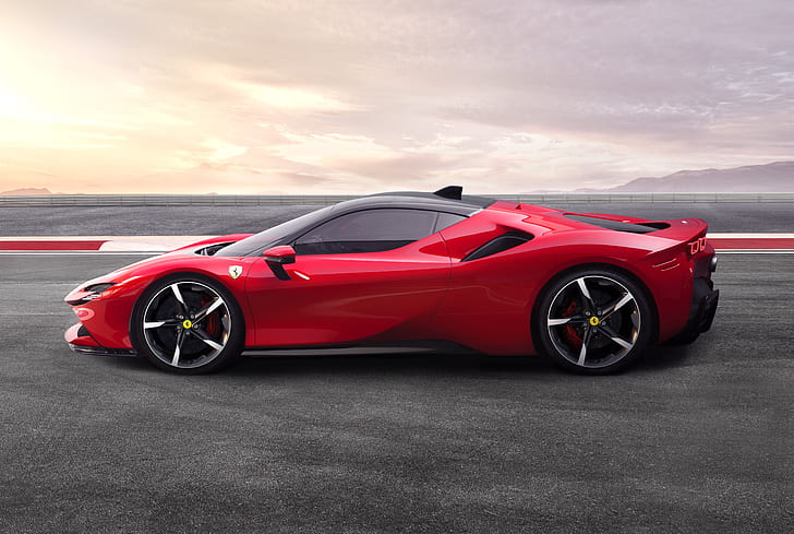 Ferrari, Ferrari SF90 Stradale, Автомобиль, Красный Автомобиль, Спортивный Автомобиль, Суперкар, Автомобиль, HD обои