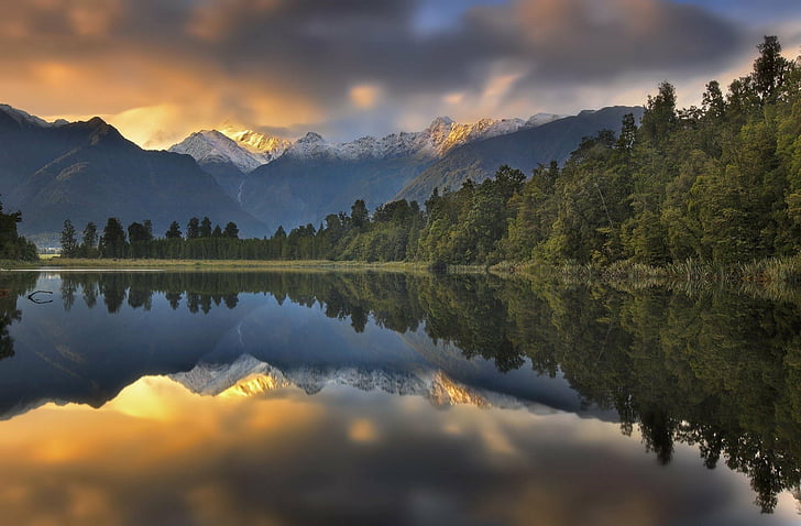 Góry, Aoraki / Mount Cook, Cloud, Mount Cook, Mountain, Nowa Zelandia, Reflection, Wood, Tapety HD