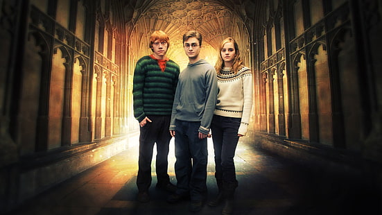 Harry Potter, Hermione y Ron Weasley, Harry Potter, Hermione Granger, Ron Weasley, Fondo de pantalla HD HD wallpaper