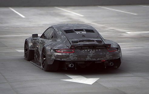 Porsche 911, render, vehículo, obra de arte, 3D, Khyzyl Saleem, coche, Porsche, widebody, Fondo de pantalla HD HD wallpaper