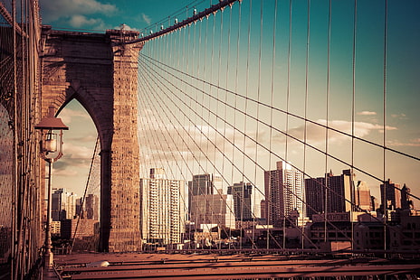 Нью-Йорк, Бруклинский мост, Бруклинский мост, Нью-Йорк, Нью-Йорк, Бруклинский мост, Здания, HD обои HD wallpaper