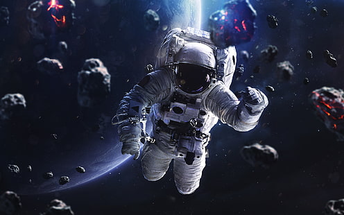 papel de parede de astronauta no espaço, Vadim Sadovski, arte digital, espaço, arte espacial, 500px, astronauta, HD papel de parede HD wallpaper