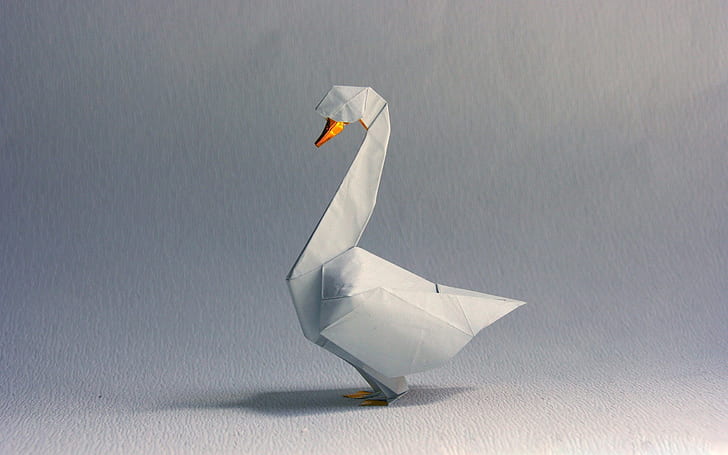 Origami art, white swan, Origami, Art, White, Swan, HD wallpaper