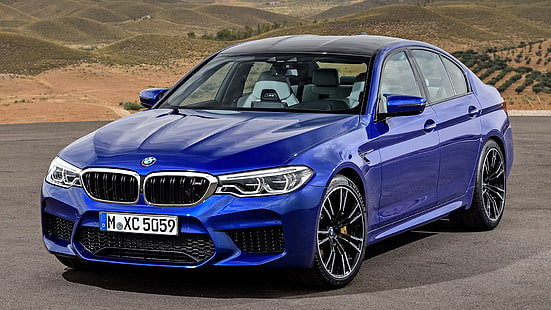 BMW、BMW M5、青い車、車、高級車、セダン、 HDデスクトップの壁紙 HD wallpaper