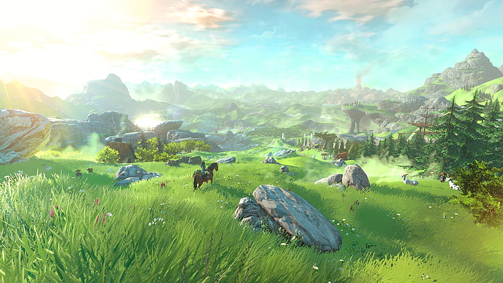 живопис на пейзаж, Wii U, Link, The Legend of Zelda, HD тапет