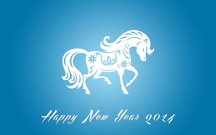 Happy New Year 2014, horse year, blue, Happy, New, Year, 2014, Horse, Blue, HD wallpaper