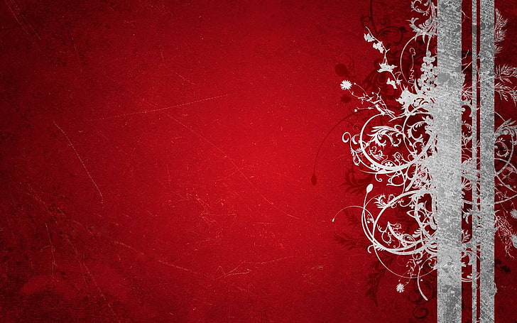 weiße Blume auf rotem Hintergrund digitale Tapete, digitale Kunst, Zusammenfassung, roter Hintergrund, einfach, Minimalismus, HD-Hintergrundbild