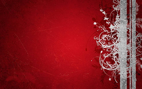 bunga putih pada wallpaper digital latar belakang merah, seni digital, abstrak, latar belakang merah, sederhana, minimalis, Wallpaper HD HD wallpaper