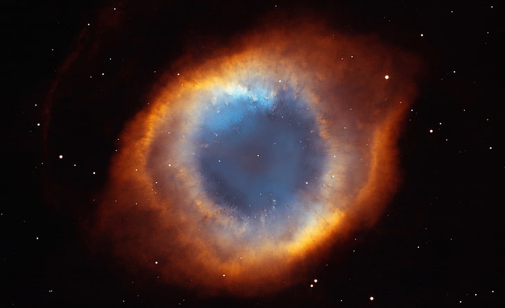 らせん星雲、青とオレンジの目のイラスト、宇宙、宇宙、星雲、コスモス、らせん星雲、 HDデスクトップの壁紙