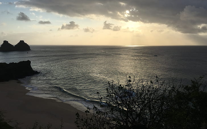 brazil, Fernando de Noronha, nature, sea, sunset, HD wallpaper