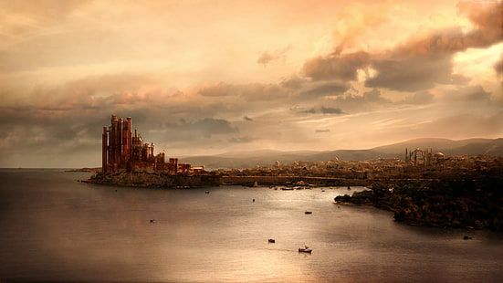edifícios de concreto marrons, fotografia de paisagem de corpo de água, Game of Thrones, HD papel de parede HD wallpaper