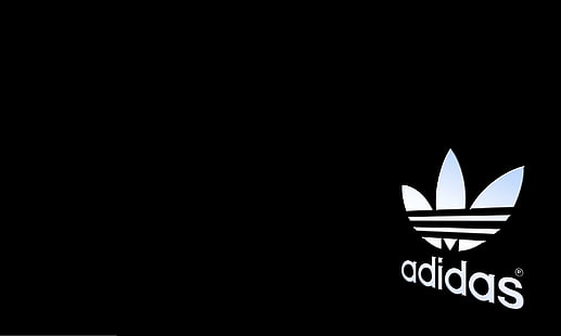 Logo Adidas, czarne, tło, logo, Adidas, oryginały, marka, Tapety HD HD wallpaper