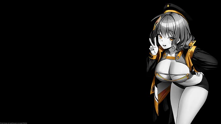 selective coloring, black background, dark background, simple background, anime girls, Nikke: The Goddess of Victory, HD wallpaper