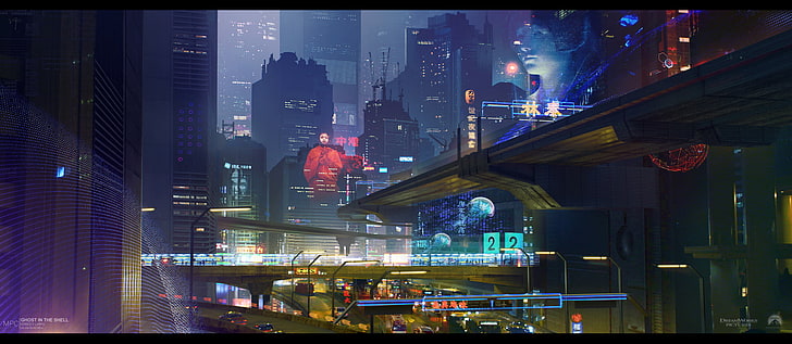 илюстрация на градска сграда, кибер, киберпънк, научна фантастика, фентъзи изкуство, дигитално изкуство, HD тапет