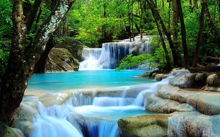 Tropischer Wasserfall-Desktop-Hintergrund, Wasserfälle, HD-Hintergrundbild