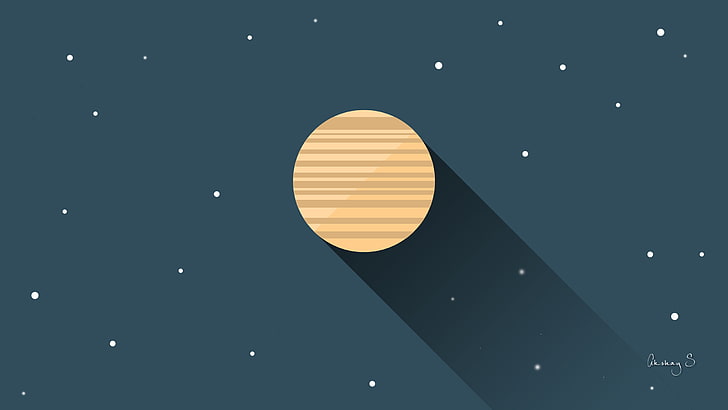 full moon illustration, planet, Flatdesign, digital art, minimalism, space art, HD wallpaper
