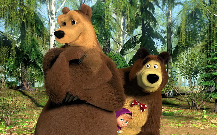 Кино, маша и медведь, HD обои