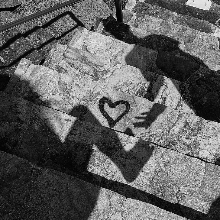 Black and white, foot, hand, heart, love, stairs, step, HD wallpaper |  Wallpaperbetter