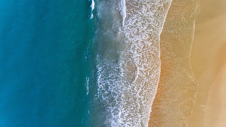 nature, eau, plage, vue aérienne, mer, Fond d'écran HD