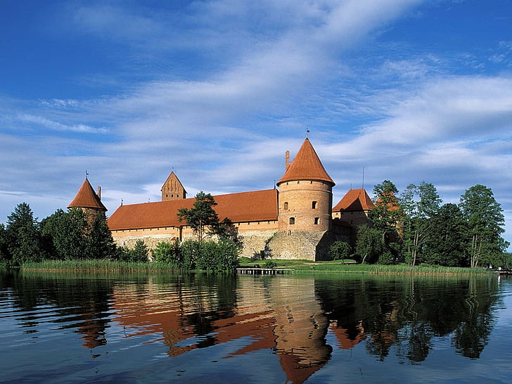Trakai castle, Lake, Galve, Lithuania, HD wallpaper