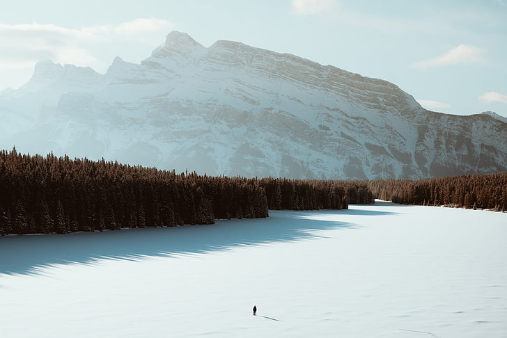 paesaggio, montagne, bianco, sole, raggi del sole, Canada, Parco Nazionale di Banff, Sfondo HD