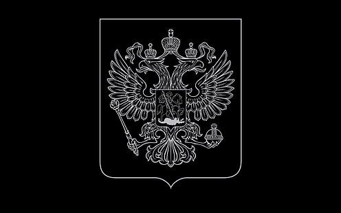 black background, coat of arms, Russia, HD wallpaper HD wallpaper