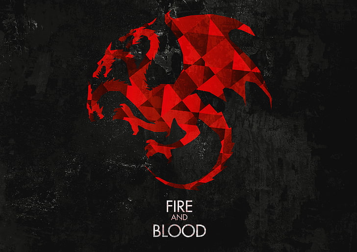 red dragon illustration, dragon, Game of Thrones, fire and blood, Targaryen, house of targaryen, HD wallpaper