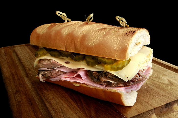 clubhouse sandwich, sandwich, meat, food, bread, vegetables, HD wallpaper
