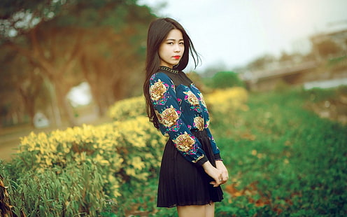 Brunette Model Asian Girl Fashion, morena, modelo, asiático, menina, moda, HD papel de parede HD wallpaper