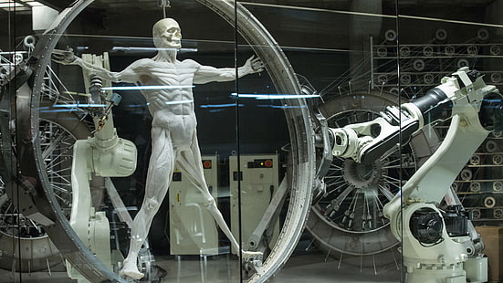 человеческая фигура, удерживаемая роботизированной рукой, Westworld, лучший сериал, HD обои HD wallpaper
