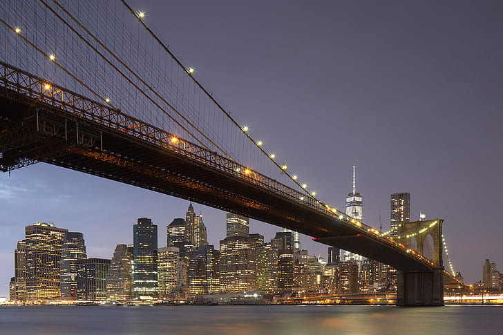 мост над водно тяло, мост на Бруклин, кула на свободата, мост на Бруклин, кула на свободата, мост Бруклин, център на Манхатън, дом кула, син час, водоем, Ню Йорк, Skyline, архитектура, икони, BlueHour, хоризонт, urbain, orizzonte, отражения, Ню Йорк, Манхатън - Ню Йорк, САЩ, Бруклин - Ню Йорк, градски Skyline, градски пейзаж, Източна река, известно място, щата Ню Йорк, долната част на Манхатън, град, квартал в центъра, Манхатън Бридж, градска сцена, река Хъдсън , мост - Създадена от човека конструкция, небостъргач, нощ, река, дамбо, Бруклин Бридж Парк, изградена структура, HD тапет