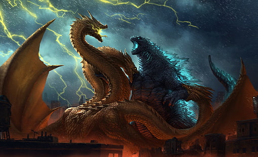 فيلم Godzilla: ملك الوحوش ، Godzilla ، King Ghidorah، خلفية HD HD wallpaper