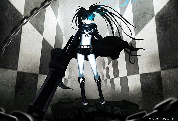 wanita dengan karakter anime pedang yang luas, Black Rock Shooter, Wallpaper HD