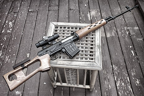 francotirador y alcance de asalto negro y marrón, armas, vista, rifle, francotirador, Dragunov, Fondo de pantalla HD HD wallpaper