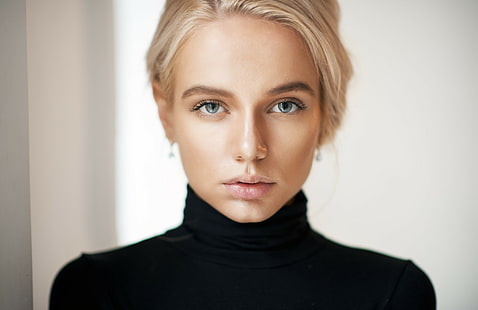 kobiety, blondynka, twarz, portret, Maxim Maximov, Maria Popova, Tapety HD HD wallpaper