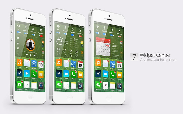 Apple iOS 7 iPhone HD Широкоэкранные обои 04, Widget Center реклама, HD обои