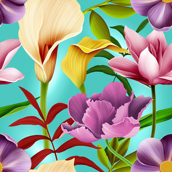 Flowers, pattern, seamless, Floral, HD wallpaper