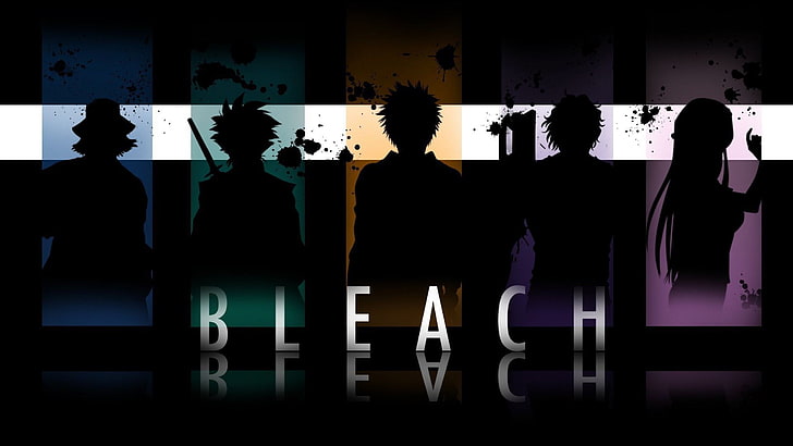 Bleach Anime, anime, Blekmedel, silhuett, färgstänk, HD tapet