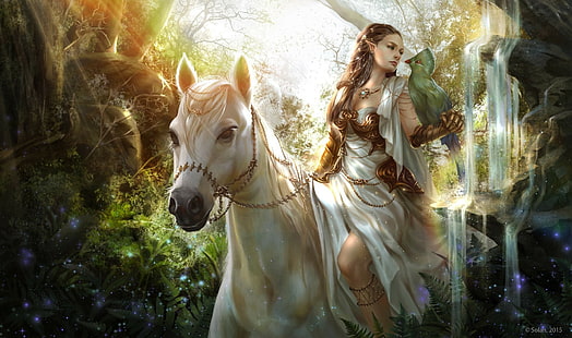 sztuka fantasy, dziewczyna fantasy, elfy, Tapety HD HD wallpaper