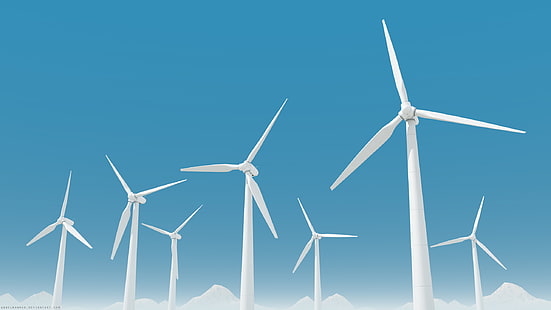 Jaringan listrik, energi terbarukan, turbin angin, Wallpaper HD HD wallpaper