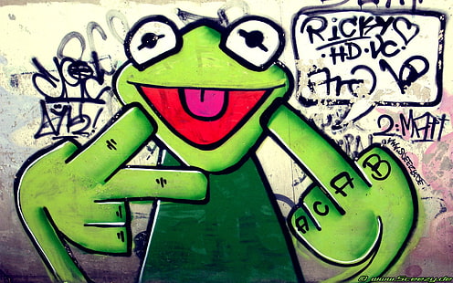Wallpaper Kermit the Frog, Artistik, Graffiti, Wallpaper HD HD wallpaper