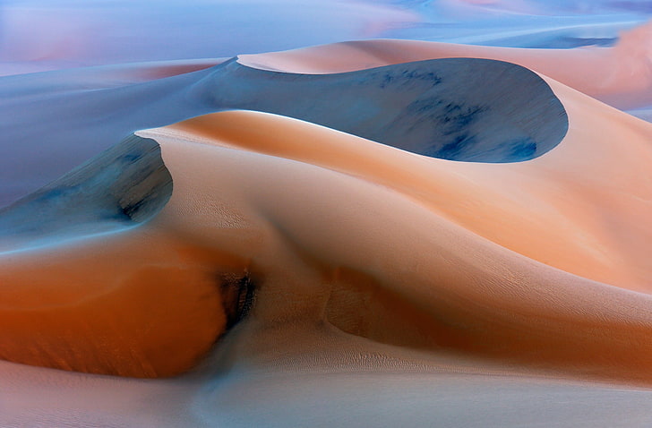 бурый песок, пейзаж, пустыня, песчаные дюны, природа, HD обои