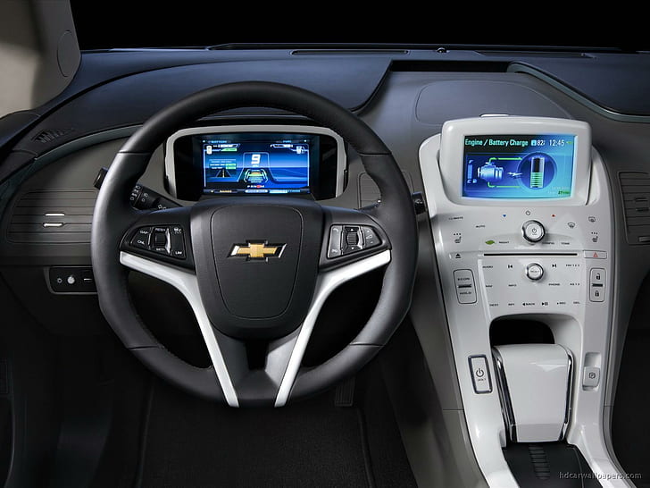 2011 Chevrolet Volt Interior, chevrolet steering wheel, 2011, interior, chevrolet, volt, cars, HD wallpaper