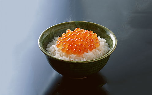 nourriture, riz, œufs de saumon, Fond d'écran HD HD wallpaper