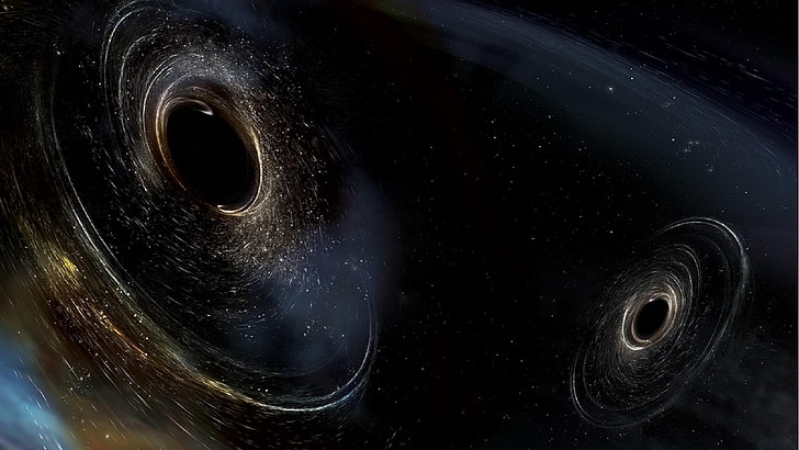 black hole pair, space, black hole, HD wallpaper