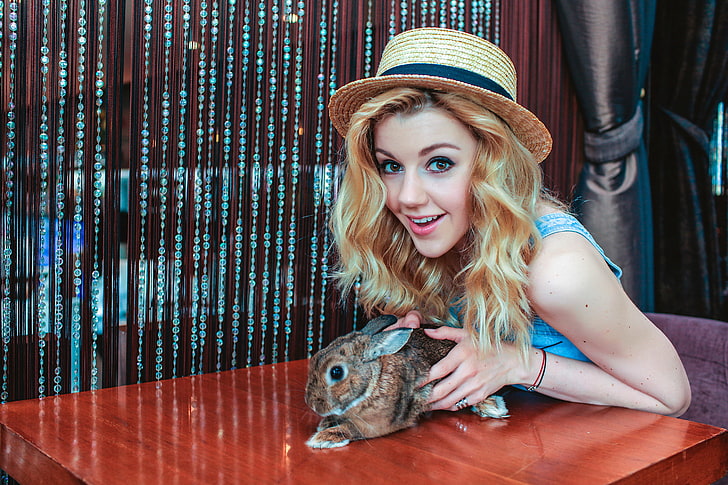brown rabbit, singer, vocalist, Yulianna Karaulova, HD wallpaper