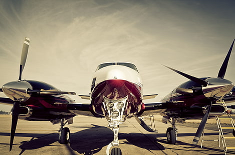 the plane, turbine, cabin, propeller, Beechcraft King Air, HD wallpaper HD wallpaper