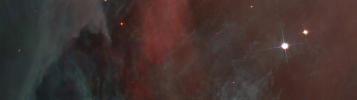 червен и сив галактически цифров тапет, множество дисплеи, звезди, космос, цветни, галактика, вселена, HD тапет